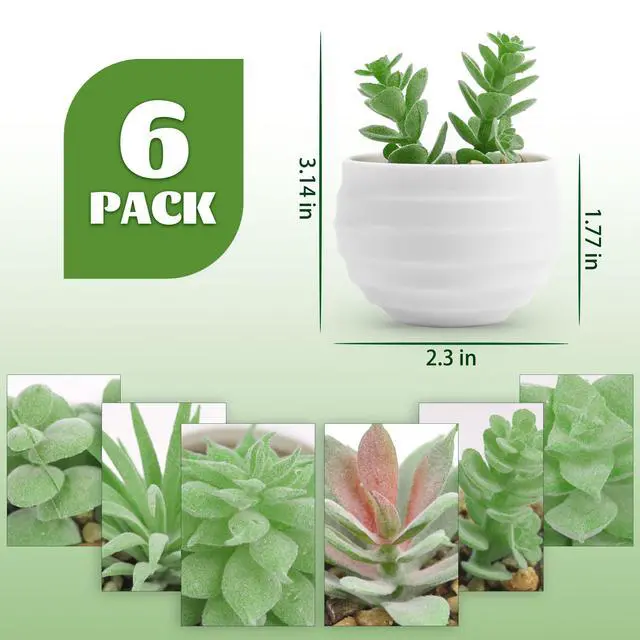 Alt view image 2 of 6 - 6 Pack Succulents Fake Plants for Bedroom Bathroom Home Decor | Palm-sized small fake plants,ideal for bedroom bathroom aesthetic living room decor,office desk accessories,gift for women
