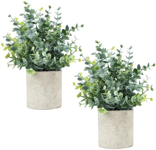 Main image of 2 Pcs Small Fake Plants Eucalyptus, Artificial Plants Indoor for Shelf, Potted Eucalyptus Plants for Home/Bathroom/Pottery Barn/Desk/Farmhouse/Coffee Table Decor (Sage Green)