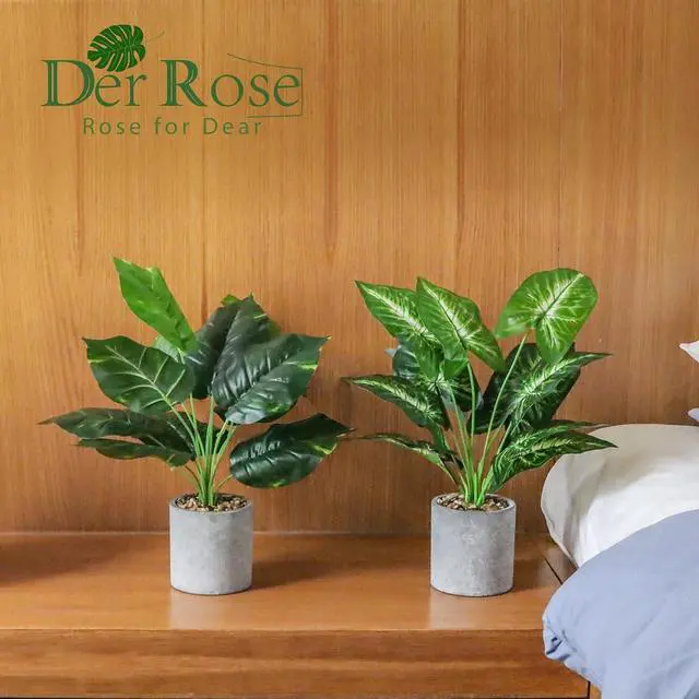 Alt view image 4 of 7 - 2 Pack 16" Indoor Fake Plants Sage Green for Office Desk Decor | Tropical artificial plantsbendable leavessized for desk shelf bathroom and home decorno watering neededfade resistant