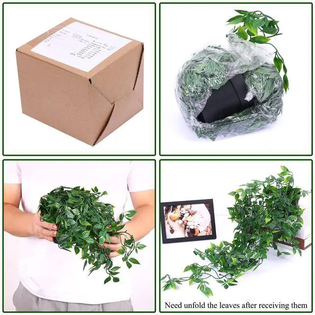 Alt view image 4 of 7 - Fake Hanging Plants, Artificial Small Potted Plants for Indoor Outdoor Aesthetic Office Living Room Shelf Decor (1 Pack)
