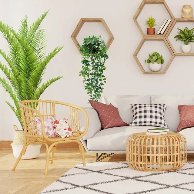 Alt view image 6 of 7 - Fake Hanging Plants, Artificial Small Potted Plants for Indoor Outdoor Aesthetic Office Living Room Shelf Decor (1 Pack)