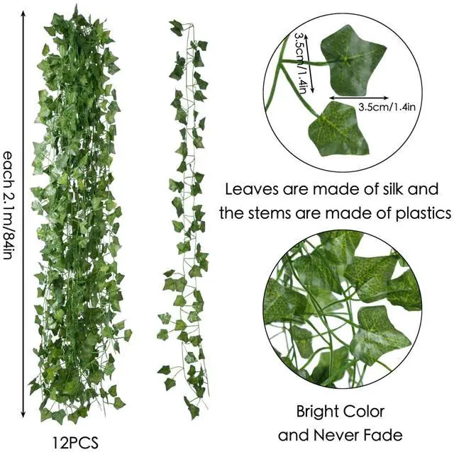 Alt view image 2 of 7 - Fake Vines for Room Decor(12 Pack 84 Feet) Aesthetic Artificial Plant Ivy Leaves Hanging Greenery Garlands for Home Bedroom Wall Wedding Christmas Party Office Patio Outdoor Garden Décor