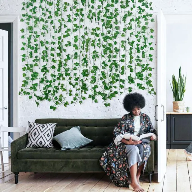Alt view image 4 of 7 - Fake Vines for Room Decor(12 Pack 84 Feet) Aesthetic Artificial Plant Ivy Leaves Hanging Greenery Garlands for Home Bedroom Wall Wedding Christmas Party Office Patio Outdoor Garden Décor