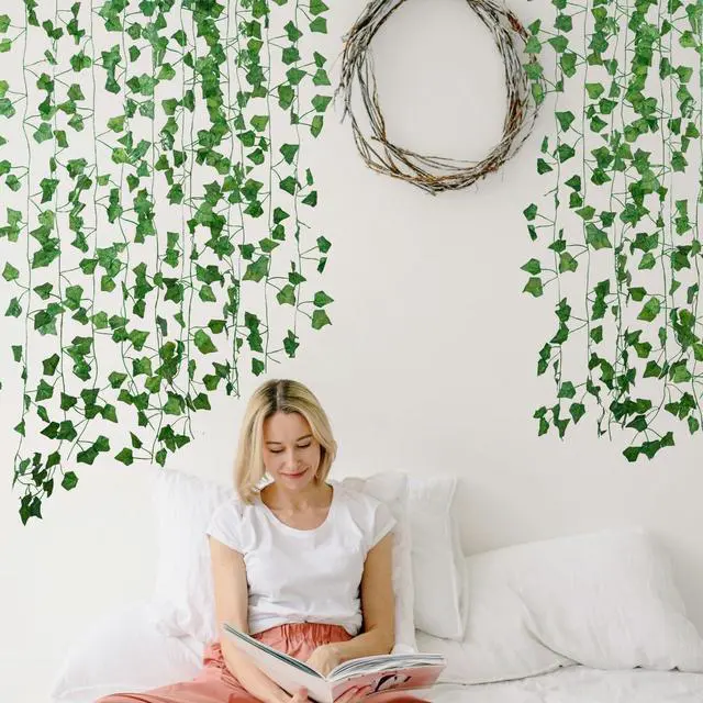 Alt view image 3 of 7 - Fake Vines for Room Decor(12 Pack 84 Feet) Aesthetic Artificial Plant Ivy Leaves Hanging Greenery Garlands for Home Bedroom Wall Wedding Christmas Party Office Patio Outdoor Garden Décor