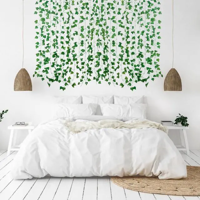 Alt view image 5 of 7 - Fake Vines for Room Decor(12 Pack 84 Feet) Aesthetic Artificial Plant Ivy Leaves Hanging Greenery Garlands for Home Bedroom Wall Wedding Christmas Party Office Patio Outdoor Garden Décor