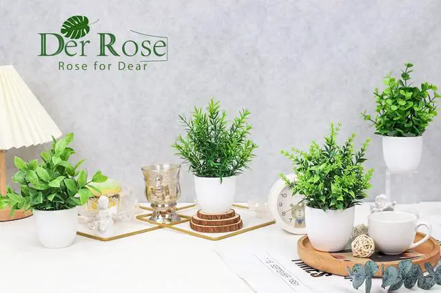 Alt view image 3 of 6 - 4 Pack Faux Plants Indoor Small Fake Plants for Bathroom Decor | Fluffy Pretty look for shelves desktops windowsills offices decor, fade-resistant and safe for pets (no soil or pollen)