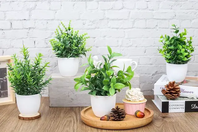 Alt view image 4 of 6 - 4 Pack Faux Plants Indoor Small Fake Plants for Bathroom Decor | Fluffy Pretty look for shelves desktops windowsills offices decor, fade-resistant and safe for pets (no soil or pollen)