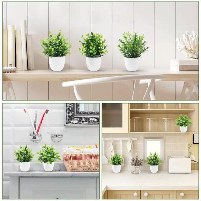 Alt view image 6 of 6 - 4 Pack Faux Plants Indoor Small Fake Plants for Bathroom Decor | Fluffy Pretty look for shelves desktops windowsills offices decor, fade-resistant and safe for pets (no soil or pollen)