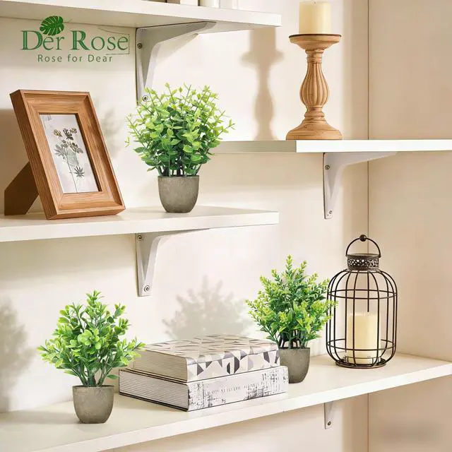 Alt view image 2 of 7 - 4 Pack Artificial Plants Indoor Fake Plants for Bathroom Decor | Cozy finished look, shelf tray kitchen office desk windowsill farmhouse decor, great gift, dust-resistant