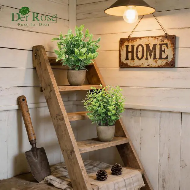 Alt view image 7 of 7 - 4 Pack Artificial Plants Indoor Fake Plants for Bathroom Decor | Cozy finished look, shelf tray kitchen office desk windowsill farmhouse decor, great gift, dust-resistant