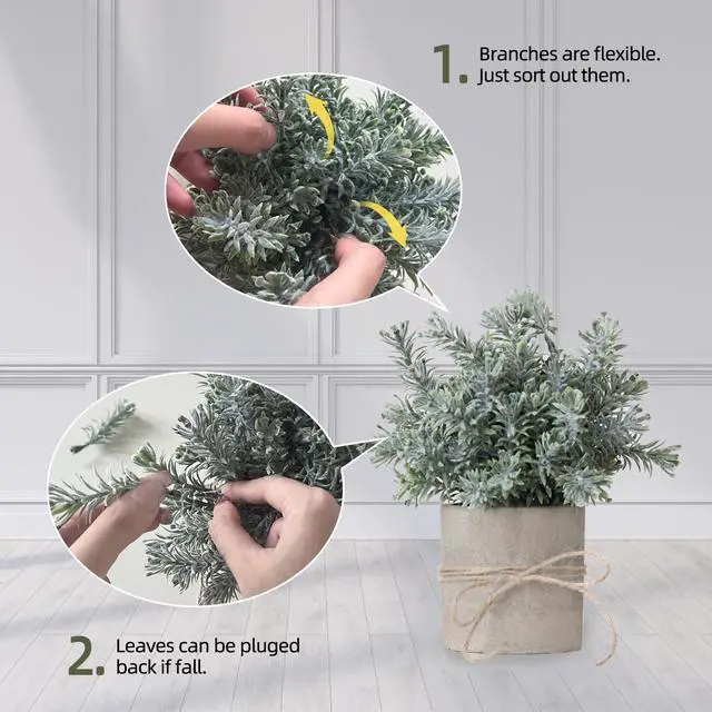 Alt view image 6 of 7 - 4 Pack Small Fake Plants in White Pulp Pot for Home Decor | Lifelike, Easy to Clean, for Bathroom Shelf Farmhouse Desk Decor, No Watering, 4 Mix-and-Match Styles
