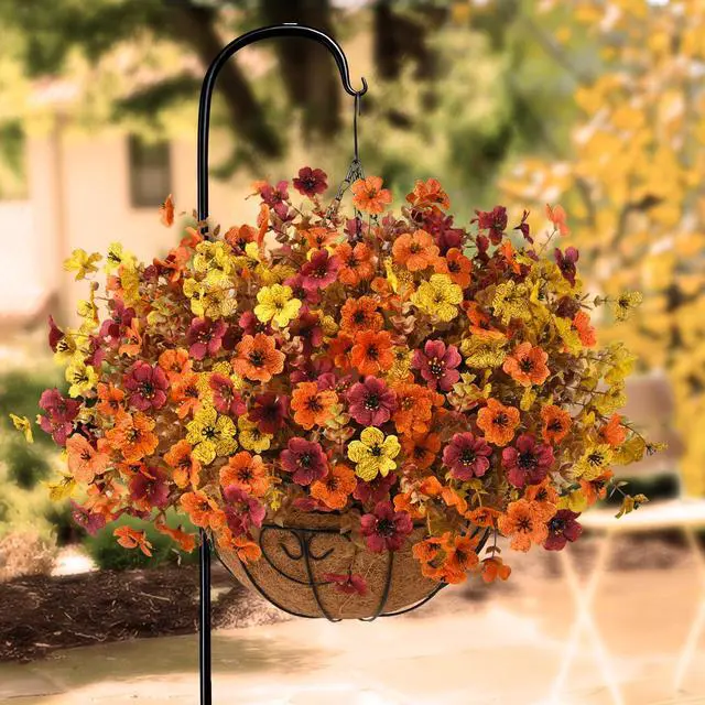 Alt view image 4 of 7 - Artificial Fake Fall Plants Flowers for Outdoor Outside Decoration | 12 Bundles Faux Silk Colorful Daisy UV Resistant Look Real No Fade for Front Door Porch Patio Yard Balcony Autumn Decor