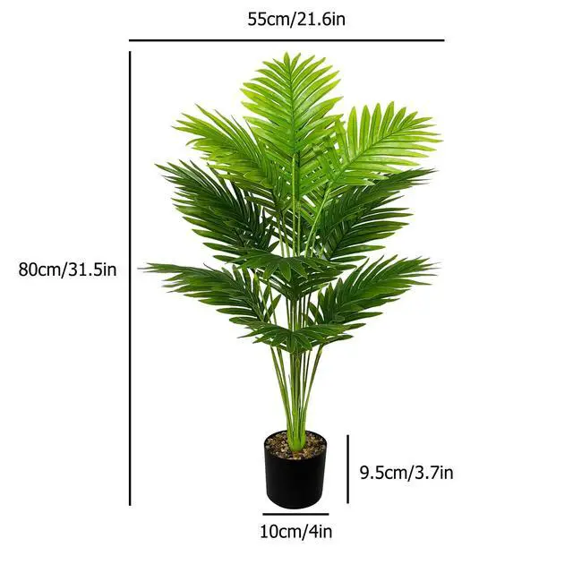 Alt view image 2 of 7 - Artificial Plants in Pots Large Fake Tree Floor Faux Tropical Plants Decorative Greenry House Potted Tall for Home Office Living Room Decor Indoor Garden Outdoor (80cm Tall Palm)