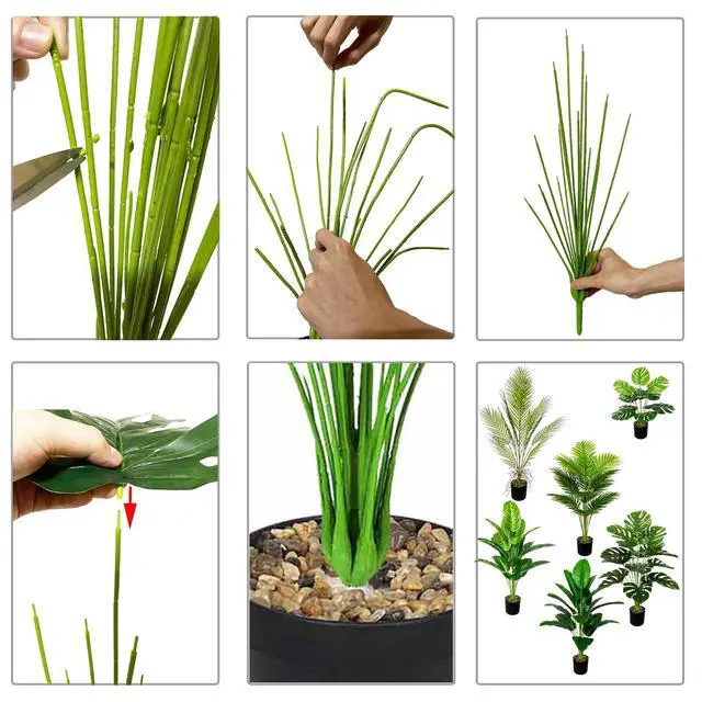 Alt view image 7 of 7 - Artificial Plants in Pots Large Fake Tree Floor Faux Tropical Plants Decorative Greenry House Potted Tall for Home Office Living Room Decor Indoor Garden Outdoor (80cm Tall Palm)