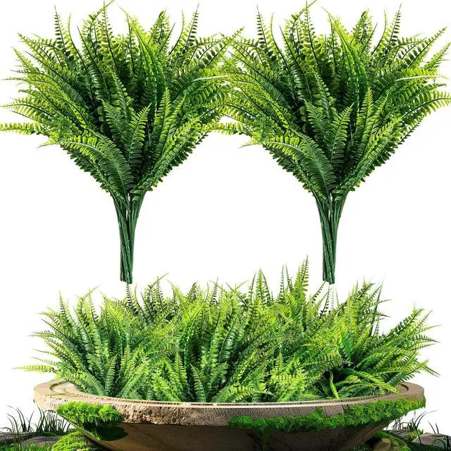 Main image of 10PCS Fake Fern for Outdoor - Artificial Boston Fern Stems Decor | Realistic Fake Greenery for Large Planters, Vase, Porch, Patio, Garden Decor, Faux Plants for Indoor, Outdoor Home Decoration