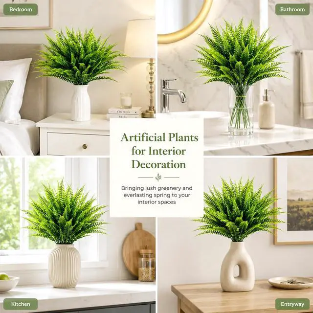 Alt view image 7 of 7 - 10PCS Fake Fern for Outdoor - Artificial Boston Fern Stems Decor | Realistic Fake Greenery for Large Planters, Vase, Porch, Patio, Garden Decor, Faux Plants for Indoor, Outdoor Home Decoration
