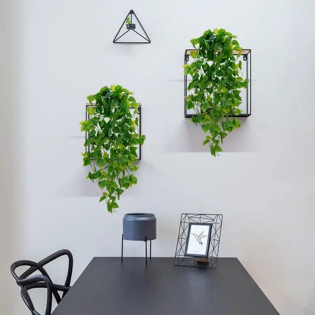 Alt view image 5 of 7 - Fake Hanging Plants, 2pcs Artificial Pothos Vines Faux Plants Greenery for Wall Home Living Room Office Indoor Outdoor Decor (No Baskets)