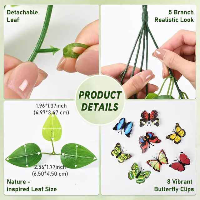 Alt view image 6 of 7 - Fake Hanging Plants, 2pcs Artificial Pothos Vines Faux Plants Greenery for Wall Home Living Room Office Indoor Outdoor Decor (No Baskets)