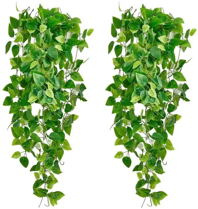 Main image of Fake Hanging Plants Vines(2pcs)for Room Decor, Artificial Ivy Greenery Garlands for Home Bedroom Living Aesthetic Kitchen Office Wall Patio Bookshelf,Indoor,Outdoor Farmhouse Decorations(No flowerpot)