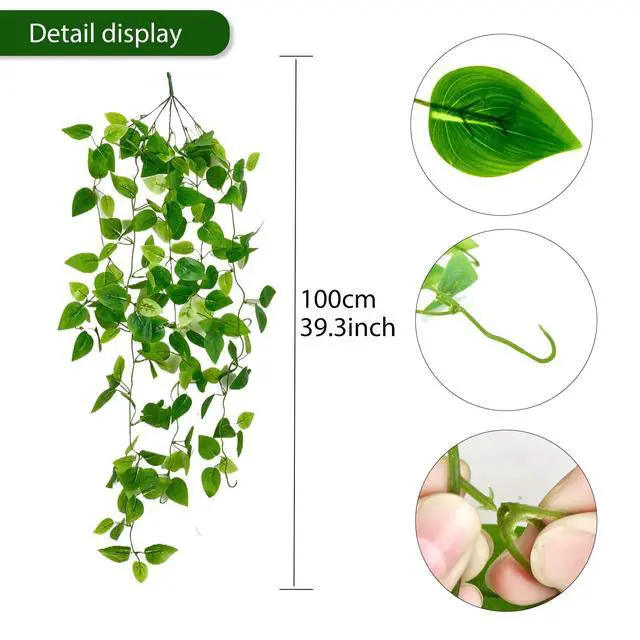 Alt view image 2 of 7 - Fake Hanging Plants Vines(2pcs)for Room Decor, Artificial Ivy Greenery Garlands for Home Bedroom Living Aesthetic Kitchen Office Wall Patio Bookshelf,Indoor,Outdoor Farmhouse Decorations(No flowerpot)