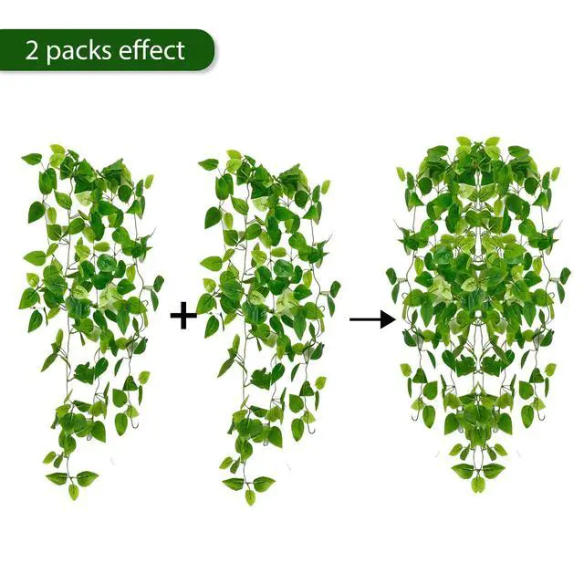 Alt view image 3 of 7 - Fake Hanging Plants Vines(2pcs)for Room Decor, Artificial Ivy Greenery Garlands for Home Bedroom Living Aesthetic Kitchen Office Wall Patio Bookshelf,Indoor,Outdoor Farmhouse Decorations(No flowerpot)