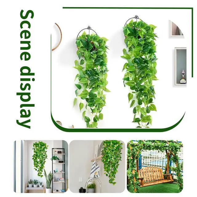 Alt view image 4 of 7 - Fake Hanging Plants Vines(2pcs)for Room Decor, Artificial Ivy Greenery Garlands for Home Bedroom Living Aesthetic Kitchen Office Wall Patio Bookshelf,Indoor,Outdoor Farmhouse Decorations(No flowerpot)
