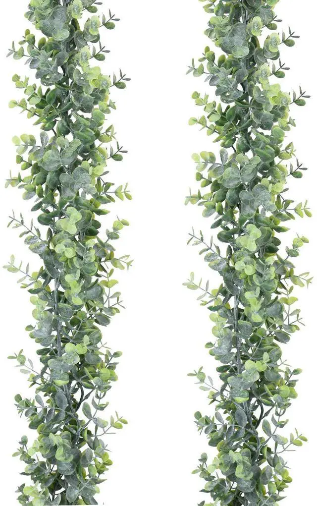 Main image of Faux Eucalyptus Garland Plant, 2 Pack Artificial Vines Hanging Eucalyptus Leaves Greenery Garland for Wedding Backdrop Arch Wall Decor, 6 Feet/pcs UV Protected Indoor Outdoor