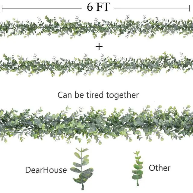 Alt view image 2 of 7 - Faux Eucalyptus Garland Plant, 2 Pack Artificial Vines Hanging Eucalyptus Leaves Greenery Garland for Wedding Backdrop Arch Wall Decor, 6 Feet/pcs UV Protected Indoor Outdoor