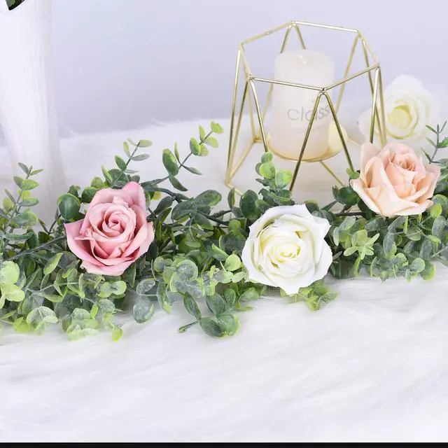 Alt view image 3 of 7 - Faux Eucalyptus Garland Plant, 2 Pack Artificial Vines Hanging Eucalyptus Leaves Greenery Garland for Wedding Backdrop Arch Wall Decor, 6 Feet/pcs UV Protected Indoor Outdoor