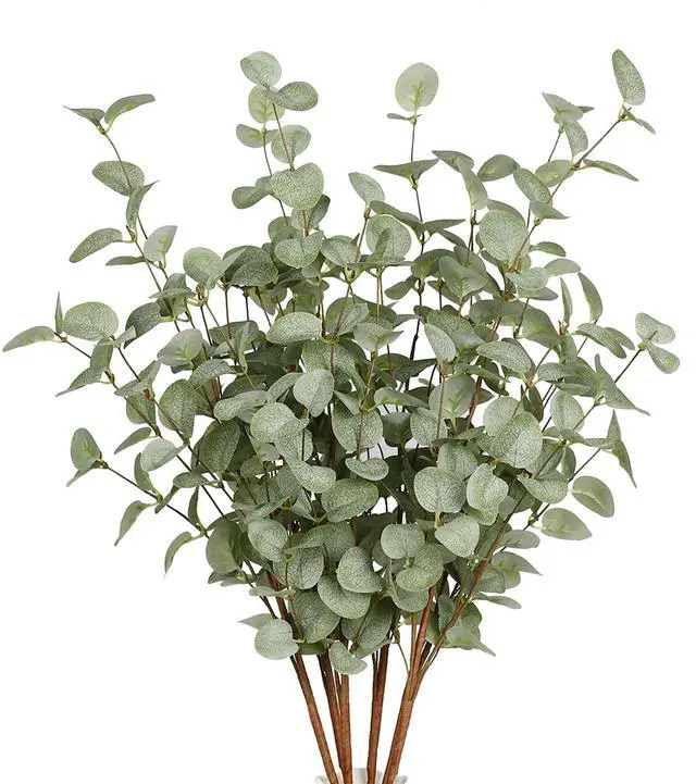 Main image of 6 Pcs 27" Eucalyptus Stems Greenery Stems Eucalyptus Leaf Spray in Green Silk Plastic Plants Floral Artificial Plants for Home Party Wedding Decoration