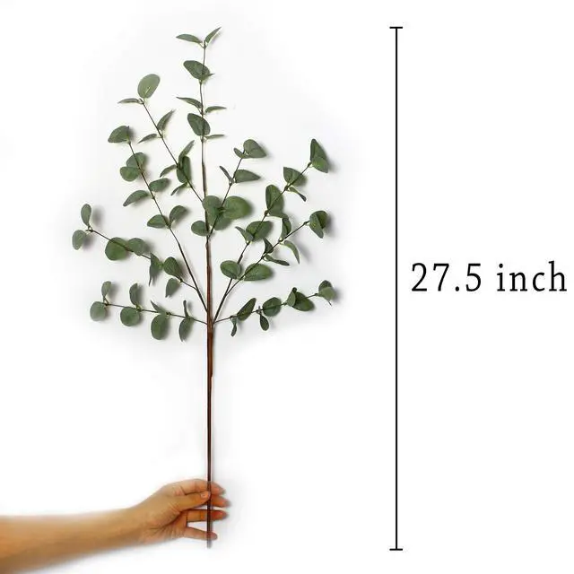 Alt view image 2 of 6 - 6 Pcs 27" Eucalyptus Stems Greenery Stems Eucalyptus Leaf Spray in Green Silk Plastic Plants Floral Artificial Plants for Home Party Wedding Decoration