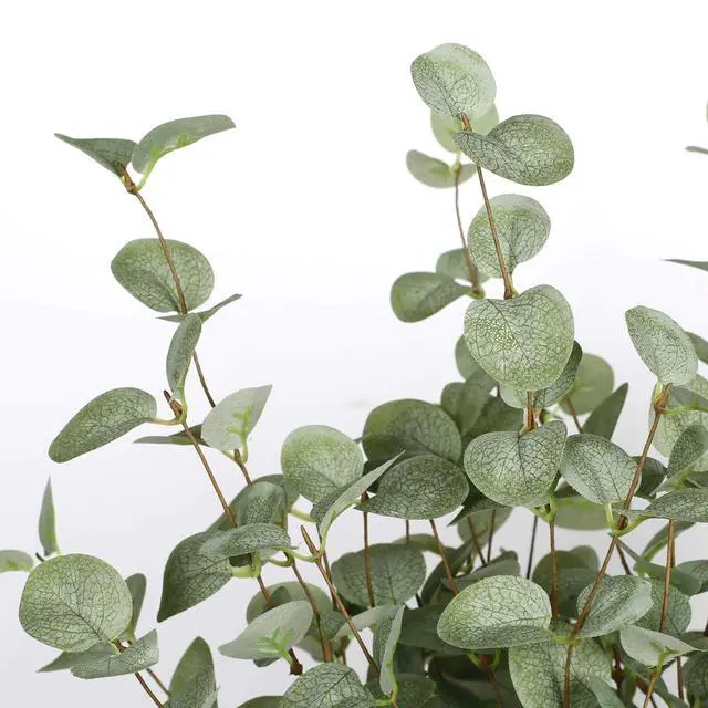 Alt view image 4 of 6 - 6 Pcs 27" Eucalyptus Stems Greenery Stems Eucalyptus Leaf Spray in Green Silk Plastic Plants Floral Artificial Plants for Home Party Wedding Decoration
