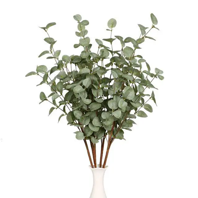 Alt view image 5 of 6 - 6 Pcs 27" Eucalyptus Stems Greenery Stems Eucalyptus Leaf Spray in Green Silk Plastic Plants Floral Artificial Plants for Home Party Wedding Decoration