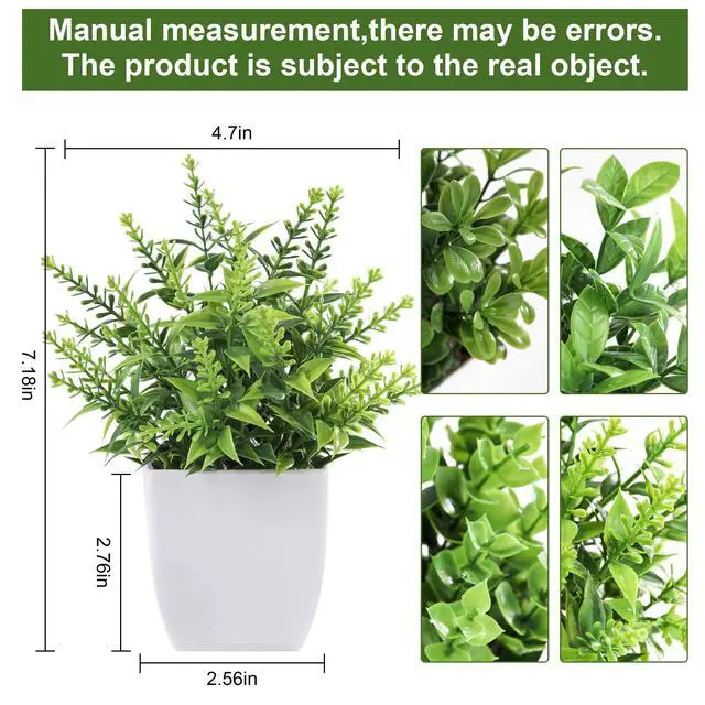 Alt view image 2 of 7 - 4 Pack Fake Plants, Greenery Potted Plants for Home Decor Indoor | Unique artificial plants, no-care potted greenery, for desk table windowsill bathroom office farmhouse and classroom decor