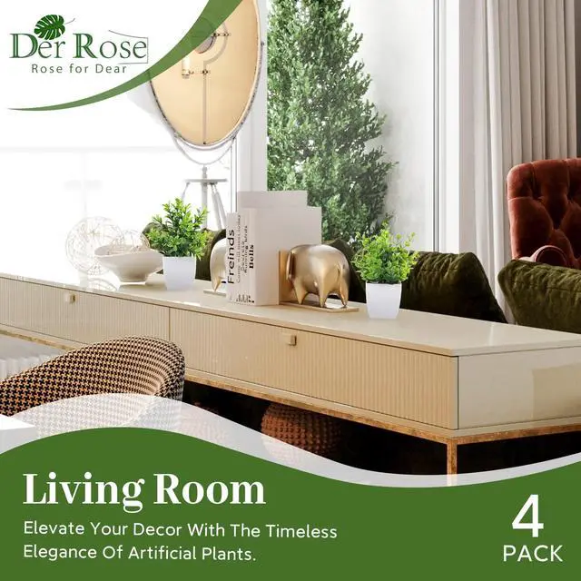 Alt view image 3 of 7 - 4 Pack Fake Plants, Greenery Potted Plants for Home Decor Indoor | Unique artificial plants, no-care potted greenery, for desk table windowsill bathroom office farmhouse and classroom decor