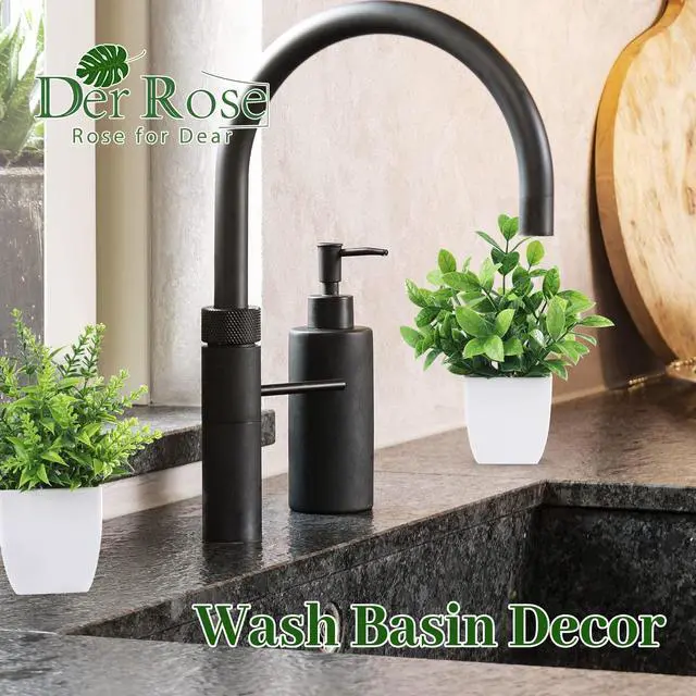 Alt view image 4 of 7 - 4 Pack Fake Plants, Greenery Potted Plants for Home Decor Indoor | Unique artificial plants, no-care potted greenery, for desk table windowsill bathroom office farmhouse and classroom decor
