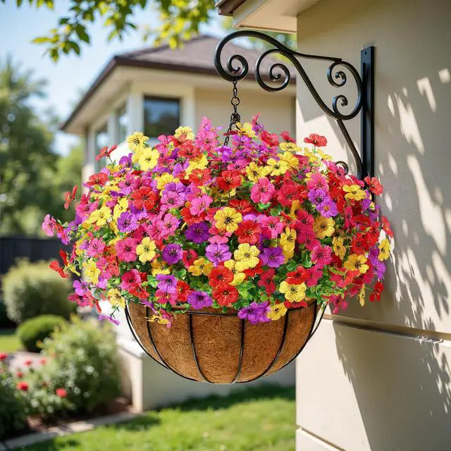 Alt view image 6 of 7 - 24 Bundles Artificial Daisy Flowers UV Resistant for Outdoor Decor | Silk & Plastic, Spring Faux Plants Greenery, Bendable Stems, for Porch Patio Hanging Window Planter Yard Outside, 4 Colors