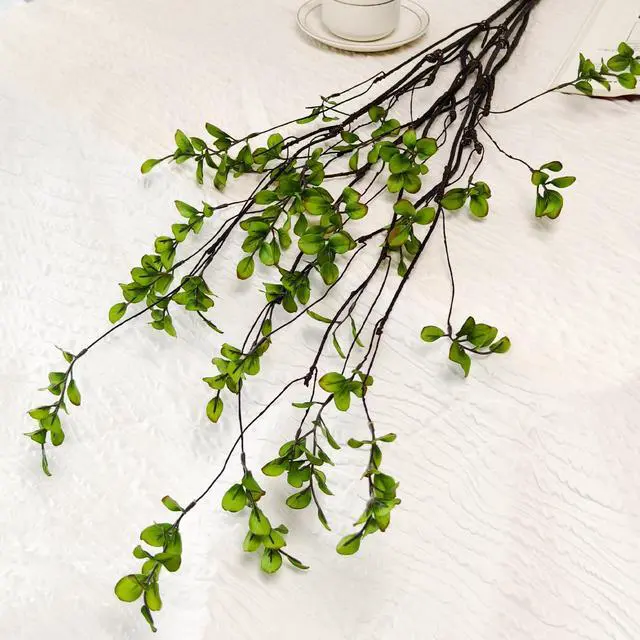Alt view image 2 of 7 - 4 Pcs Artificial Ficus Branches Faux Eucalyptus Stems, 47.2 Inch Fake Greenery Stems Artificial Plants for Vase Filler Decoration, Fake Leaves Branches Centerpieces Decor