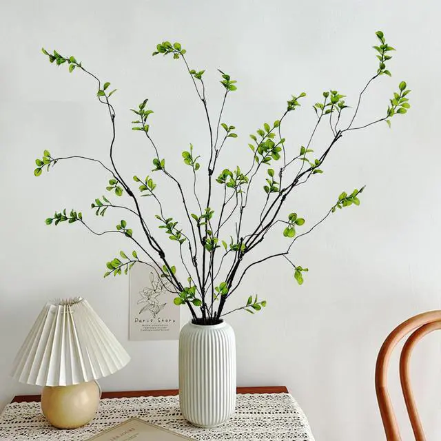 Alt view image 4 of 7 - 4 Pcs Artificial Ficus Branches Faux Eucalyptus Stems, 47.2 Inch Fake Greenery Stems Artificial Plants for Vase Filler Decoration, Fake Leaves Branches Centerpieces Decor