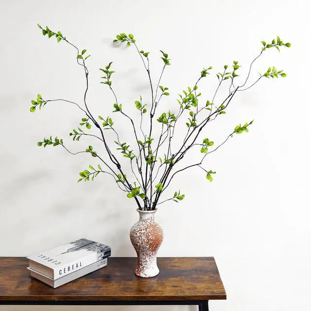 Alt view image 5 of 7 - 4 Pcs Artificial Ficus Branches Faux Eucalyptus Stems, 47.2 Inch Fake Greenery Stems Artificial Plants for Vase Filler Decoration, Fake Leaves Branches Centerpieces Decor
