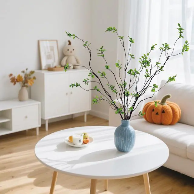 Alt view image 7 of 7 - 4 Pcs Artificial Ficus Branches Faux Eucalyptus Stems, 47.2 Inch Fake Greenery Stems Artificial Plants for Vase Filler Decoration, Fake Leaves Branches Centerpieces Decor