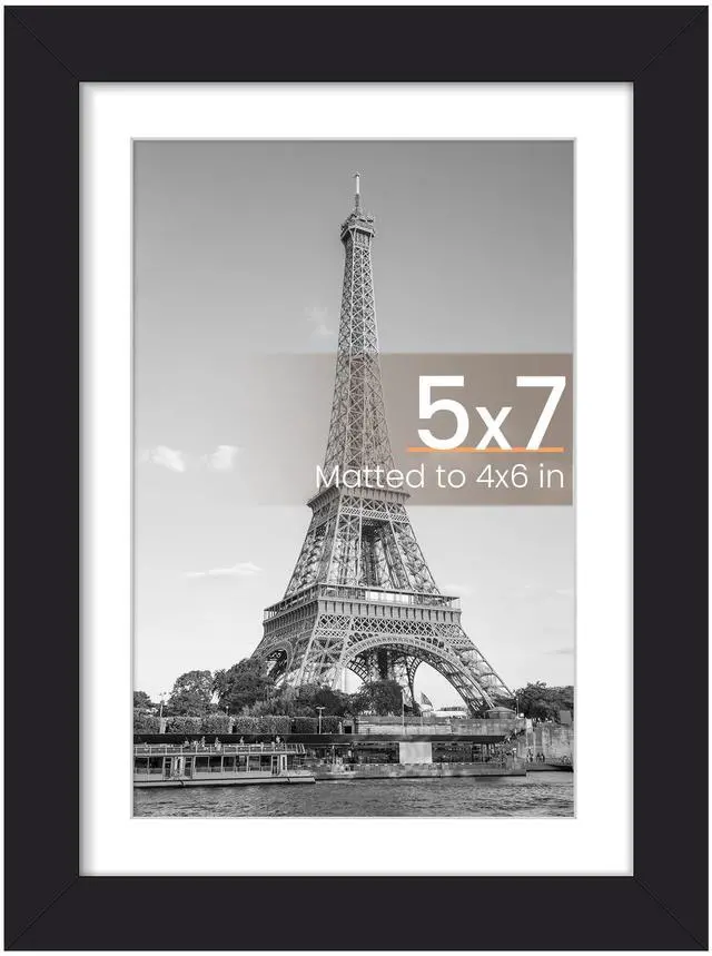 Main image of 5x7 Picture Frame, Wall Decor Photo Frames, Black 1 Pack | 5 x 7 Small Frame, 4x6 Frame with Mat for Gallery Wall, Family, Baby, Dog, Dorm, Christmas, Mothers' Day
