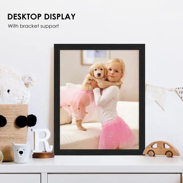 Alt view image 6 of 7 - 8x10 Picture Frame Set of 6, Wall or Tabletop, Black Woodgrain | Display 8x10 Without Mat, Horizontal or Vertical, HD Plexiglass, Gallery Wall Frame Set for Wedding & Room & Home Decor