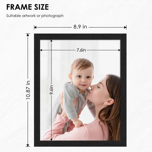 Alt view image 3 of 7 - 8x10 Picture Frame Set of 6, Wall or Tabletop, Black Woodgrain | Display 8x10 Without Mat, Horizontal or Vertical, HD Plexiglass, Gallery Wall Frame Set for Wedding & Room & Home Decor