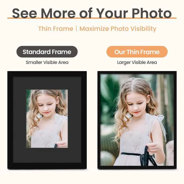 Alt view image 4 of 7 - 5x7 Picture Frame Glass, Thin Border, Black Photo Frames, 3 Pack | Small Picture Frames, Fit 5 x 7 Photos for Family, Baby, Wall and Tabletop Display, Home Decor for Mothers Day, Christmas