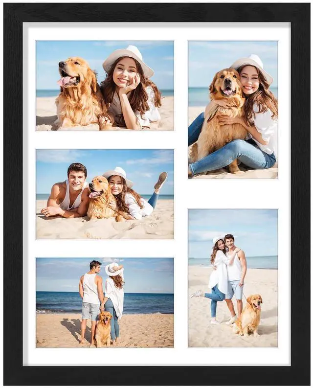 Main image of 11x14 Collage Picture Frame for Wall Mounting, Black | Displays 5Pcs 4x6 Pictures with Mat or 1Pc 11x14 without Mat, Picture Frames Collage Wall Decor, 1 Pack