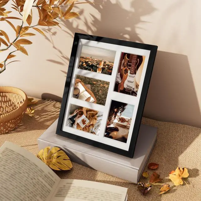 Alt view image 2 of 7 - 11x14 Collage Picture Frame for Wall Mounting, Black | Displays 5Pcs 4x6 Pictures with Mat or 1Pc 11x14 without Mat, Picture Frames Collage Wall Decor, 1 Pack