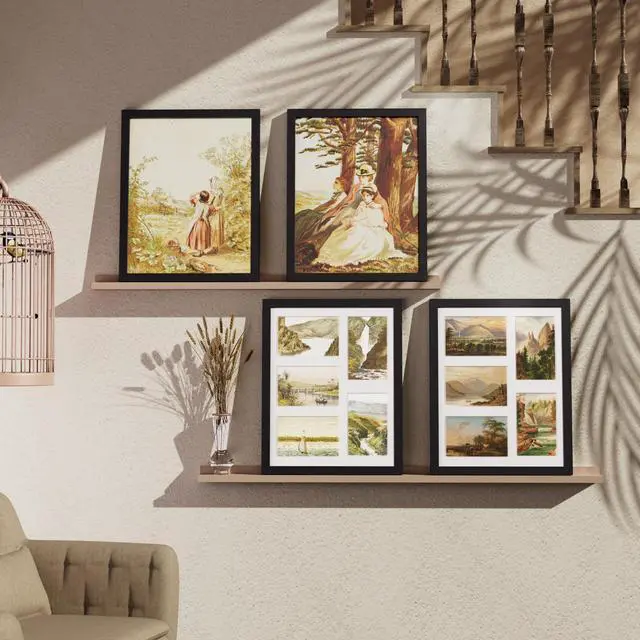 Alt view image 3 of 7 - 11x14 Collage Picture Frame for Wall Mounting, Black | Displays 5Pcs 4x6 Pictures with Mat or 1Pc 11x14 without Mat, Picture Frames Collage Wall Decor, 1 Pack