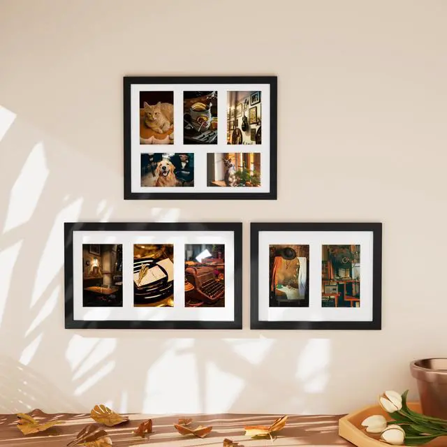 Alt view image 7 of 7 - 11x14 Collage Picture Frame for Wall Mounting, Black | Displays 5Pcs 4x6 Pictures with Mat or 1Pc 11x14 without Mat, Picture Frames Collage Wall Decor, 1 Pack