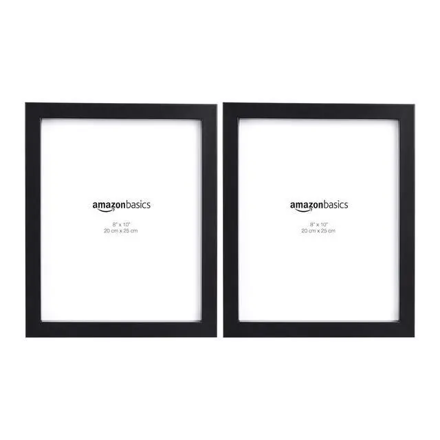 Alt view image 2 of 4 - Rectangular Photo Picture Frame, 8" x 10", Wall Hanging or Tabletop Display, Black, 2-Pack, Horizontal or Vertical